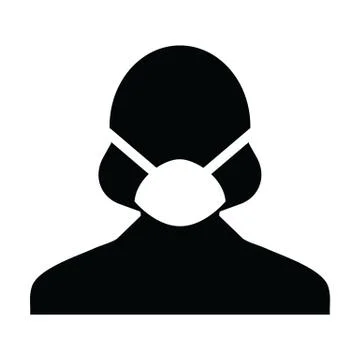 Mask icon vector for virus safety protection person profile female avatar symbol Illustrazione stock