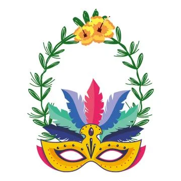 Mask on laurel wreath Illustrazione stock