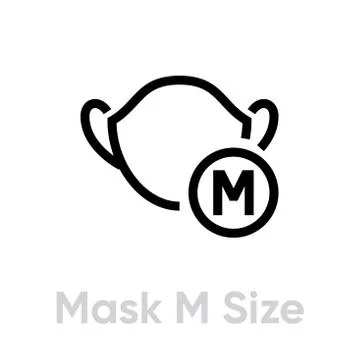 Mask M Size icon. Editable line vector. Stock Illustration