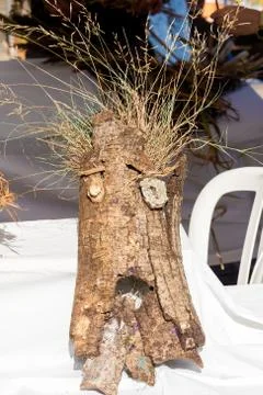 Mask made with bark Stock Photos