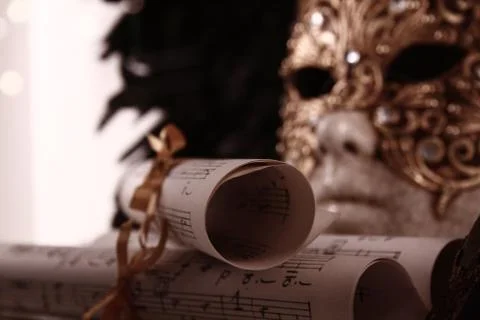 Mask with Music scrolls Stock Photos