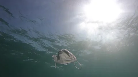 Mask Pollution In The Ocean Stock Footage 137484231