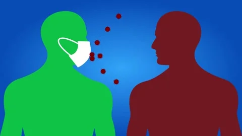 Mask Preventing Virus Transmission - 2D Medical Animation Stock-Footage 317144827