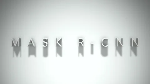 Mask R-CNN 3D title animation with shadows on a white background Stockbeeldmateriaal 296707899