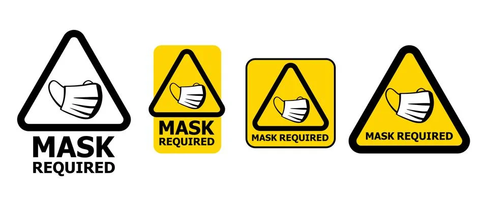 Mask required prevention triangular sign Stock Illustration