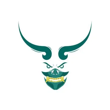 Mask samurai warrior with horn logo design vector graphic symbol icon sign .. Stock Illustration