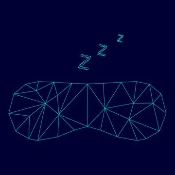 Mask for sleep low poly triangulation triangulated polygonal electric cyan .. Stock Illustration