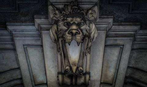 Mask of stone Italy, Turin. This city is famous to be a corner of two glob... Stock Photos