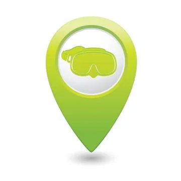 Mask symbol on green map pointer Stock Illustration