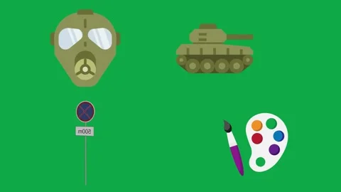 Mask Tank Paddle Paint animation on green screen 3d clay model perfect Stock Footage 334704144