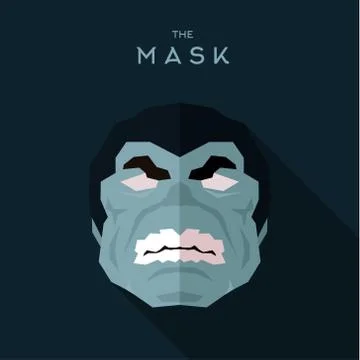 Mask villain into flat style vector graphics art Stock Illustration
