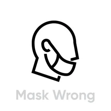 Mask Wrong Wear icon. Editable line vector. Stock-Illustration