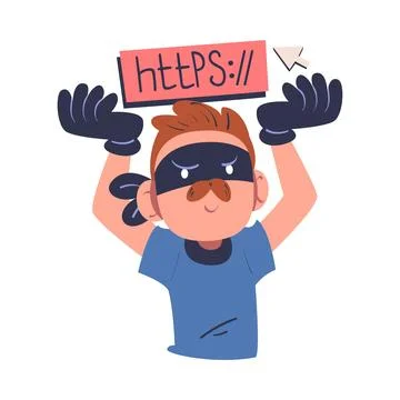 Masked cyber thief, hacker stealing personal data from fishing site. Cyber 스톡 일러스트