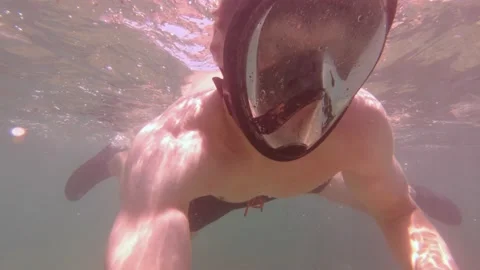 Masked Diver Diving Stock Footage 158797536