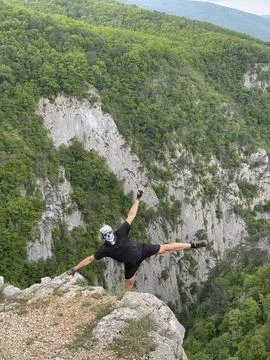 Masked Man on the Cliff Fotos de archivo