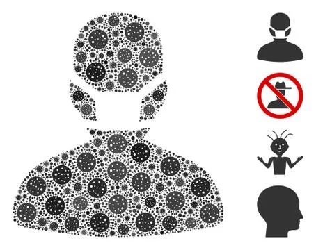 Masked Man Collage of CoronaVirus Elements Stock Illustration