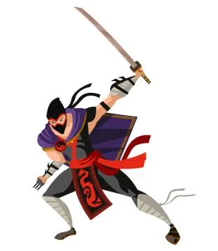 Masked ninja with sword Stock Illustration