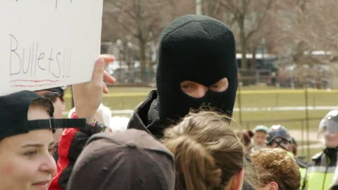 Masked Protester Antifa Video stock 87638916
