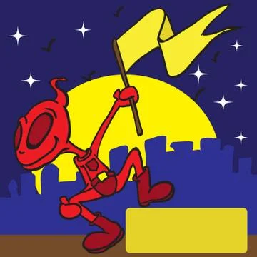 Masked superhero with a flag Stock Illustration