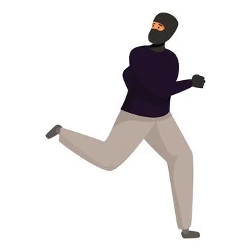 Masked thief running after stealing something valuable Stock Illustration