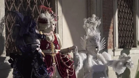 Masked trio in Venice Stock Footage 82272921