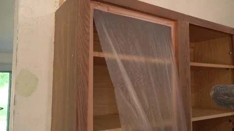 Masking Kitchen Cabinets in Preperation Stock Footage 250875384