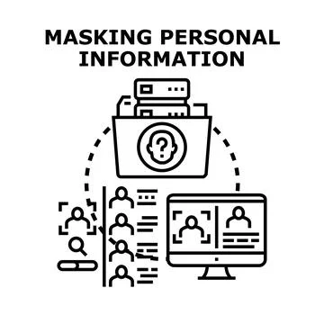 Masking personal data for digital privacy protection Stock Illustration