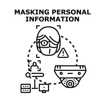 Masking personal information protecting data privacy concept Illustrazione stock