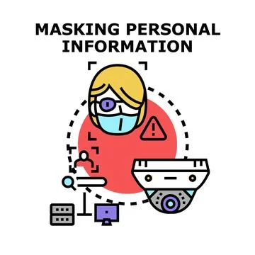 Masking personal information protecting data privacy concept Stock Illustration