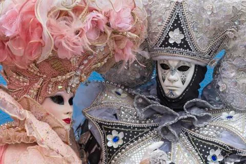 Masks and costumes, Carnival, Venice, Veneto, Italy, Europe Stock Photos