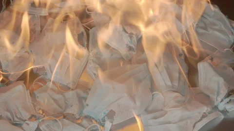 Masks Burning Stock Footage 161268483