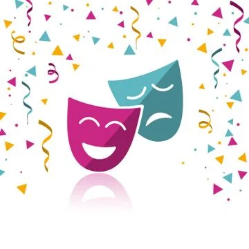 Masks with confetti and reflection Stock Illustration