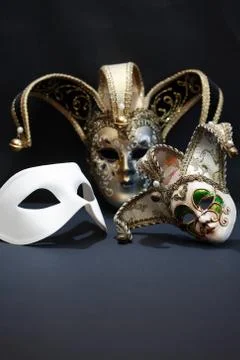 Masks On Dark Stock Photos