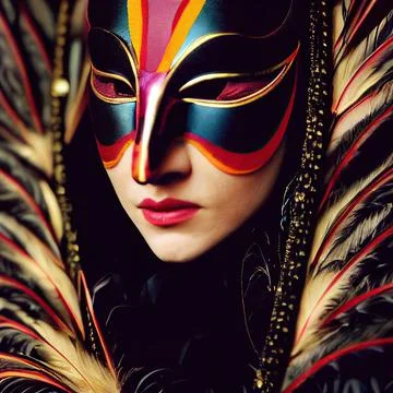 MASKS WITH FEATHERS Stock Illustration