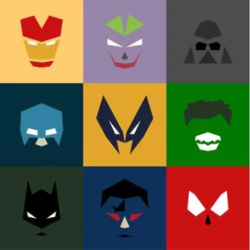 Masks into flat style vector graphics art Stock Illustration