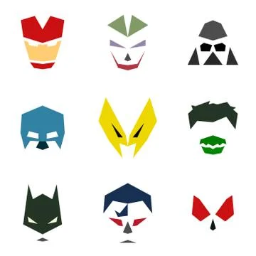 Masks into flat style vector graphics art Stock Illustration