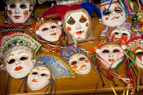 Masks onle a table Foto stock