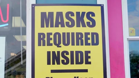 Masks Required Inside Sign, Flu Virus Safety Health Sign, Pandemic Protection Stock Footage 156776220