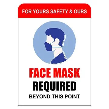 Masks required while on the premises Face mask required sign vector Stock Illustration