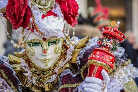 The masks of the Venetian Carnival. Stock Photos