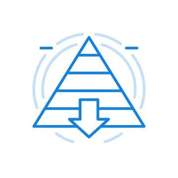 Maslow pyramid with top to bottom level vector line icon. Triangle sections.. イラスト素材