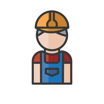 Mason avatar. Construction worker character. Profile user, person. People ico Stock Illustration