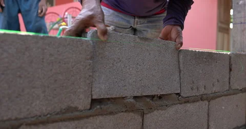 Mason block in the building construction or plaster house construction. Stock Footage 132708057