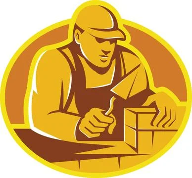 Mason Brick Layer Construction Worker Illustration of a mason brick layer ... Foto stock