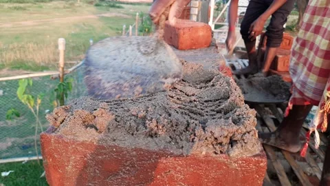 A Mason Bricklayer Installing Bricks On Stock Video Pond5