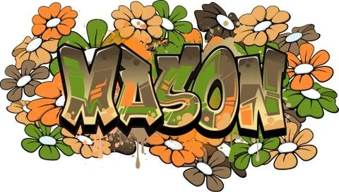 Mason Graffiti Text Logotype Design Stock Illustration