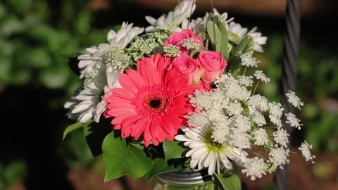 Mason Jar Flowers Video stock 73836834