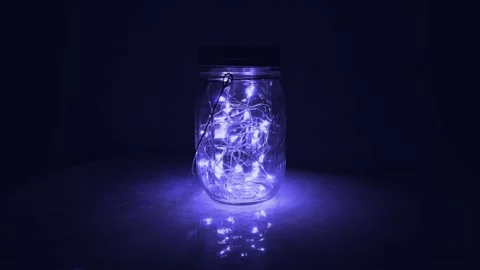 Mason Jar Lamp Cool Light 360 degree Stock Footage 134589047
