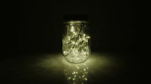 Mason Jar Lamp Warm Light 360 degree Stock Footage 134592890