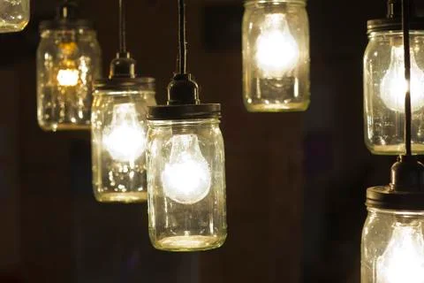 Mason Jar Lightbulbs Stock Photos